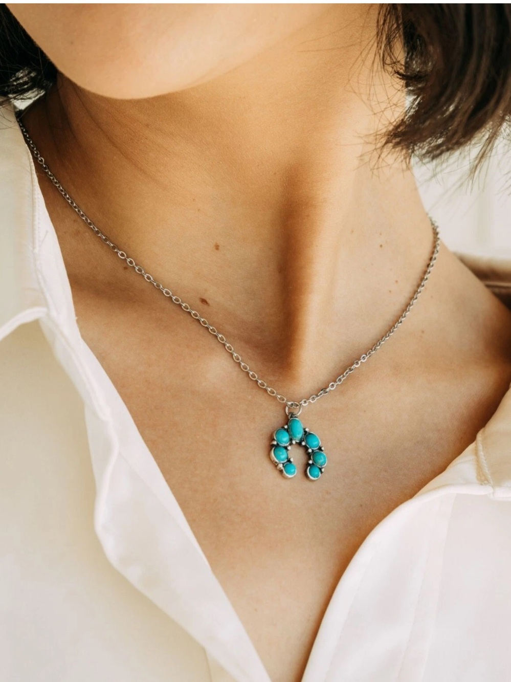 Plunder Design Fashion Jewelry Lucie Turquoise Pendant Stainless Steel Necklace